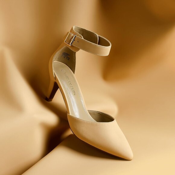 Dream Pairs Women's Nude Nubuck Faux Suede pointed Toe Kitten Heels Pumps Shoes - Picture 4 of 7